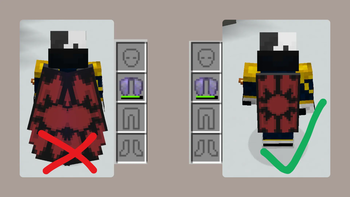 Comparison of a Minecraft cape and an equipped elytra